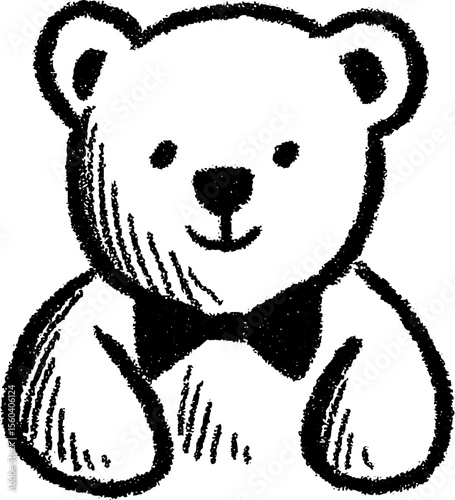 Charming teddy bear sketch with bow tie for children's decor