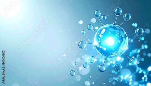 Abstract Molecule Medical Icon Element Representing Biotechnology, Scientific Innovation, Molecular Structure, Healthcare Technology, and Modern Medical Research Design