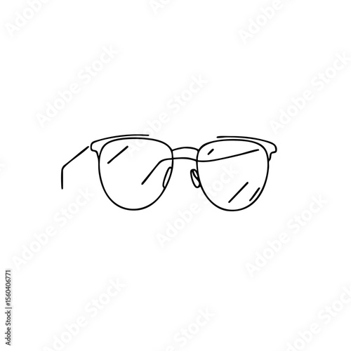 Round eyeglasses in a simple line drawing style in black on a white background representing vision and intellect 