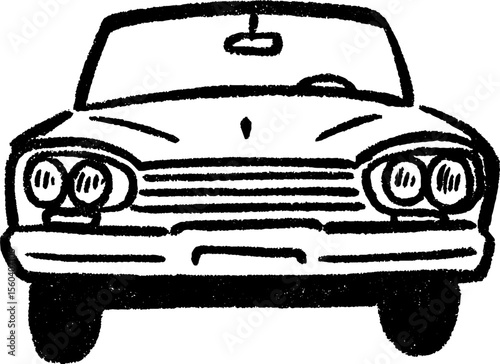 Hand drawn sketch of a vintage car with round headlights