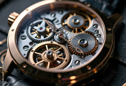 Wallpaper Mural Close-up of a luxury mechanical watch with visible gears and intricate details Torontodigital.ca