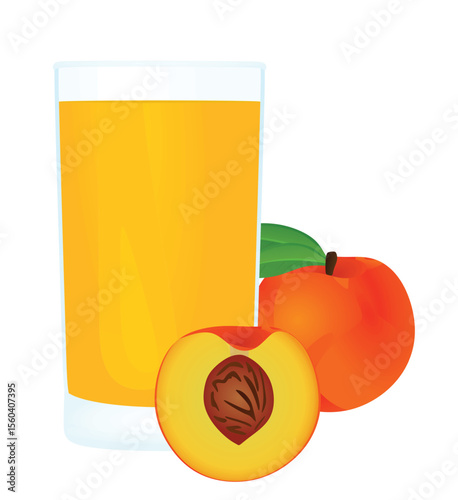 Peach juice in a glass, vector	
