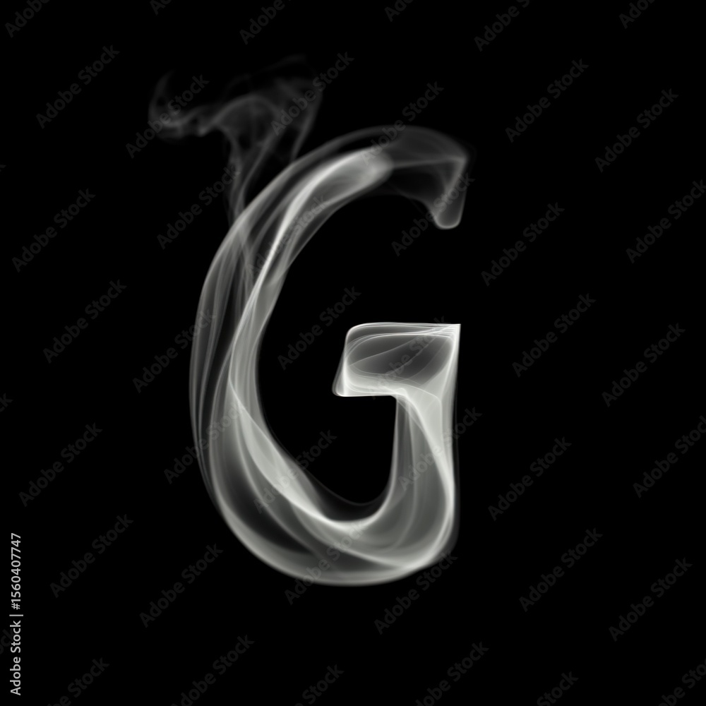 Naklejka premium Letter G Elegant Smoke Letter Overlays in JPG Format for Creative Designs and Visual Effects with Ethereal Mood and High Resolution Transparency