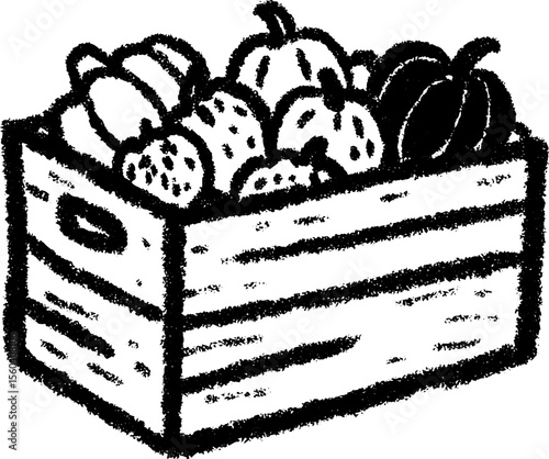 Rustic autumn harvest: wooden crate overflowing with squashes - perfect for farmhouse decor
