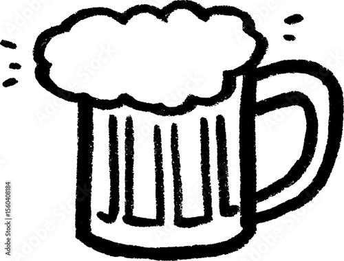 Rustic wooden mug with frothy foam sketch for beverage theme design