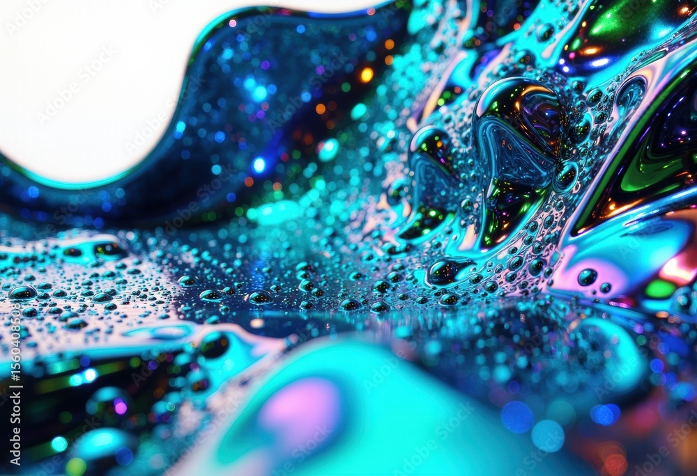 Fototapeta premium Abstract colorful liquid with swirling patterns and vibrant reflections