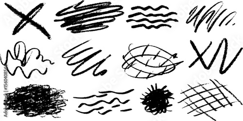 Creative sketches of x, o patterns and dot trails for design and decoration