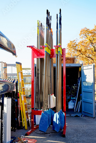 Crew Oars on a Storage Rack