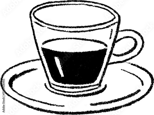 Hand-drawn sketch of espresso in tiny glass for coffee lovers