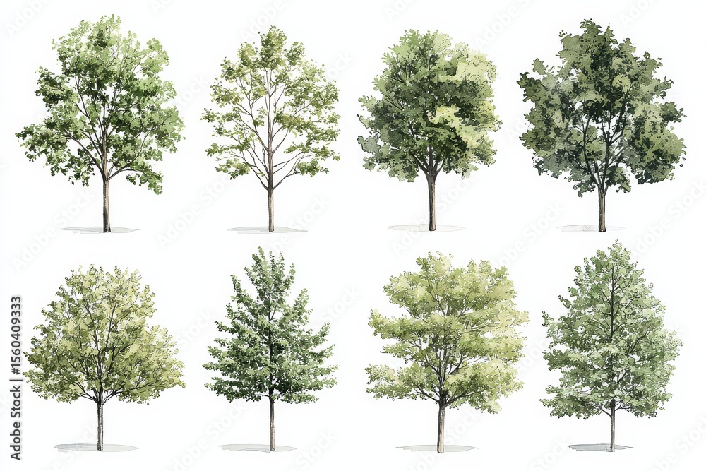 Obraz premium Versatile Tree Illustrations for Environmental Design Projects