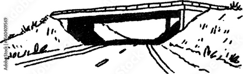 Artistic sketch of overpass with road shadowing for design concepts