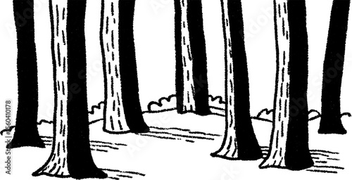 Tree trunks and shadows sketch for nature-inspired design