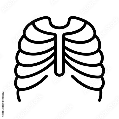 Minimalist line drawing of human rib cage anatomy  