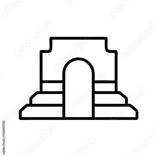Monumental gateway with stairs in minimalist line art style  