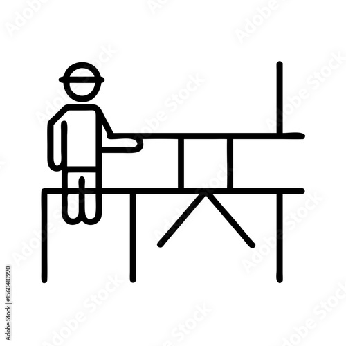 Construction worker standing by scaffolding with safety helmet  