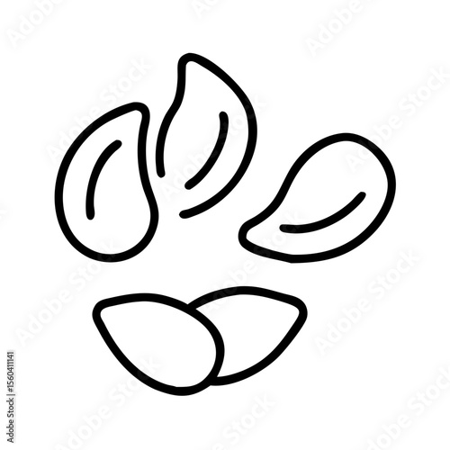 Line art illustration of various seeds on white background  