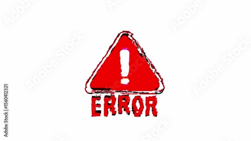 Red critical error message glitch effect system malfunction warning on white background 4k footage video