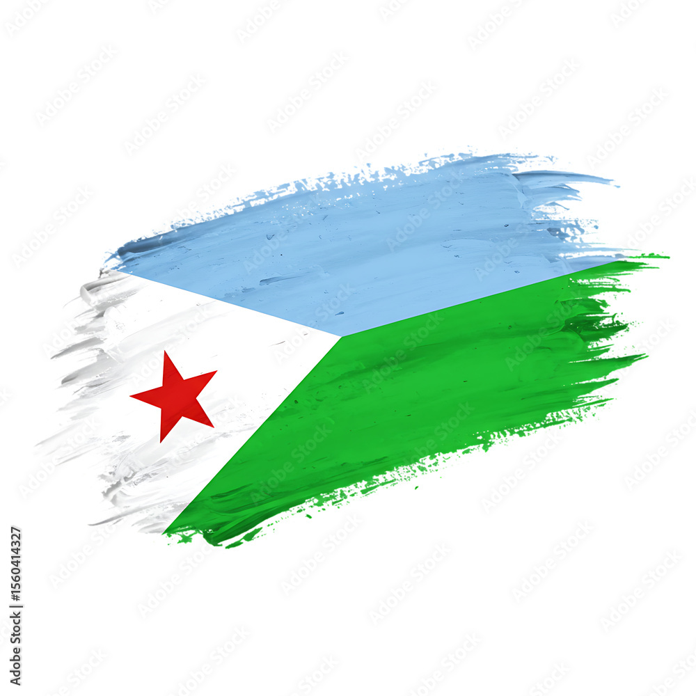 Fototapeta premium Watercolor Painted Flag of Djibouti on Transparent Background