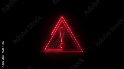 Neon Attention sign with chroma key animation and black background 