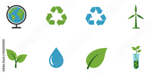 A set of 8 environmental science vector icons