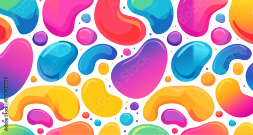  inspired abstract seamless pattern, flowing liquid blobs and bright neon colors, smooth.