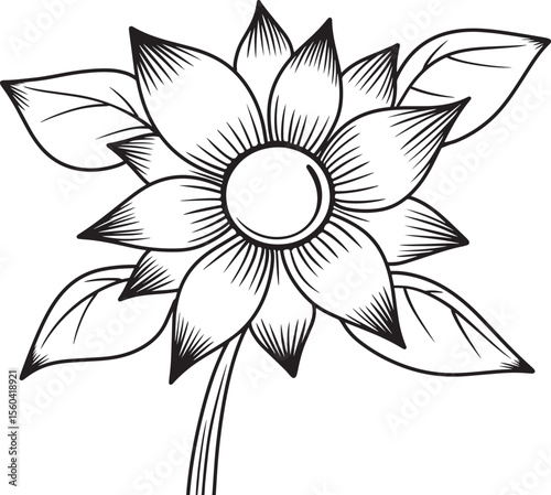 Abstract creative floral, minimalist flowery art for print, tattoo. Vector illustration