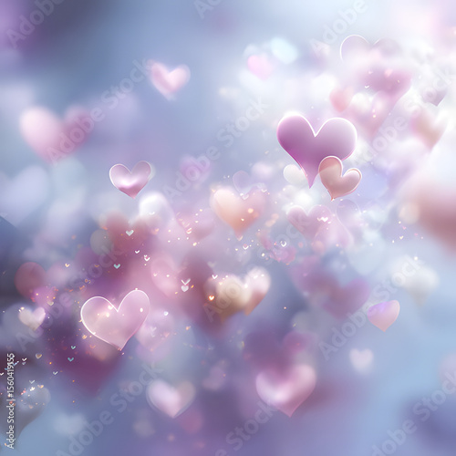 Romantic Valentine's Day Background with Soft Hearts and Space for Love Messages captures the warmth and tenderness of love. Delicate heart shapes float gently across a soft, dreamy backdrop in shades
