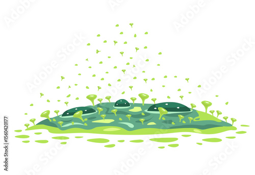 Spores floating from Molds or Phlegm concept. Editable Clip Art. 
