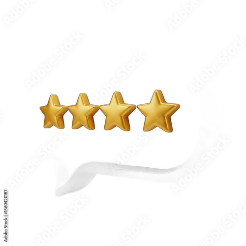 Golden Stars Within White Speech Bubble on Transparent Background Isolated Transparent Background