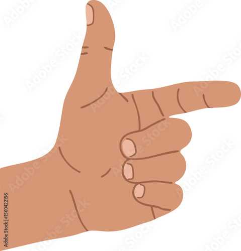 Human hand making finger gun gesture vector illustration with skin tone detail and simple design