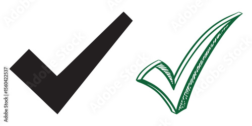 Tick ​​mark symbol icon, approval check mark, check mark, signature.