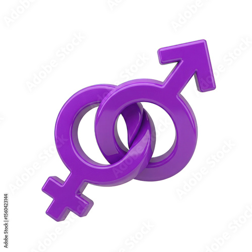 Intertwined Purple Gender Symbols Intersecting Male and Female Figures Abstract Representation of Gender Identity Isolated Transparent Background