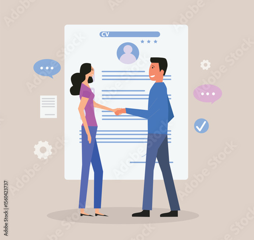 Recruitment process concept, vector illustrations
