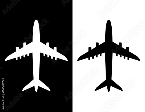 plane silhouette vector design black and white color plane silhouette vector design with line black color