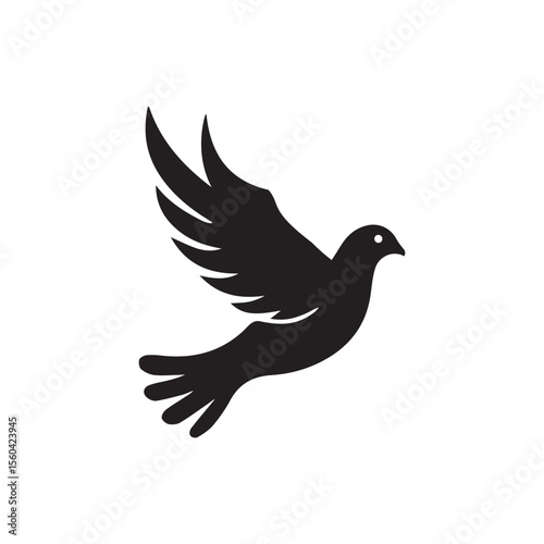 Wallpaper Mural Bird vector silhouette, black color isolated on white background. Vector illustration Torontodigital.ca