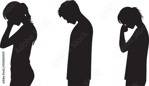 Silhouette Figures Expressing Grief and Despair