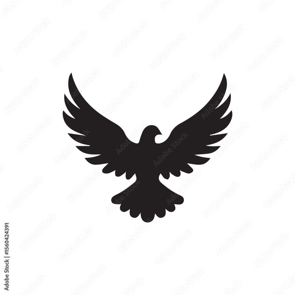 Fototapeta premium Bird vector silhouette, black color isolated on white background. Vector illustration
