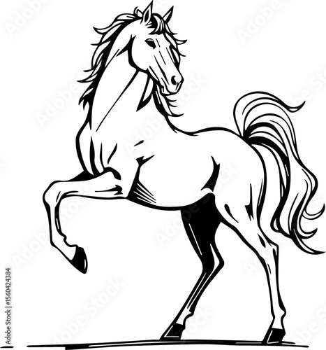 Standing Horse Sketch: Black & White Art

