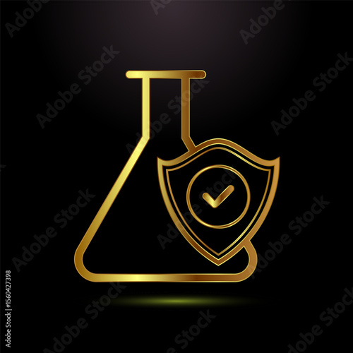 Chemical resistant icon design illustration, Chemical resistant sign symbol in gold color style
