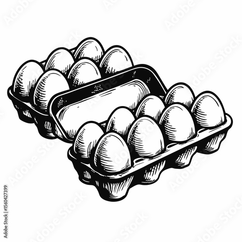 Egg Carton with Fresh Eggs in Vintage Style for Food Blogs, Culinary Websites, Recipe Cards, Cooking Articles, and Social Media Content  