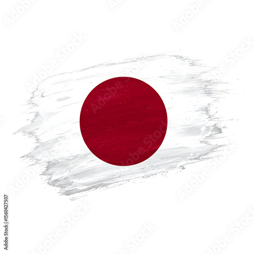 Japan Flag Brush Stroke Style on Transparent Background

