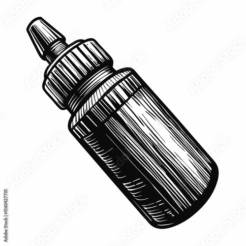 Ink Bottle with Detailed Illustration for Art Blogs, Creative Websites, DIY Projects, Design Tutorials, and Educational Content  