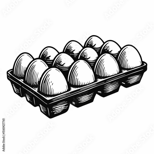 Egg Carton with Fresh Eggs in Vintage Style for Food Blogs, Culinary Websites, Recipes, Healthy Eating, and Nutritional Awareness Content  