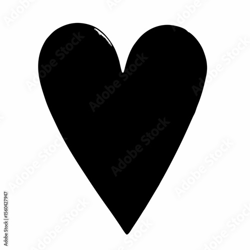 Solid Deep Black Heart Shape Isolated on White Background symbol love