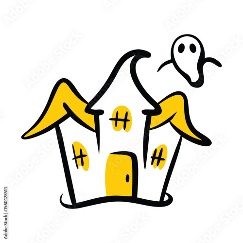 Haunted House Drawing for Stickers, Cards, and T-Shirts