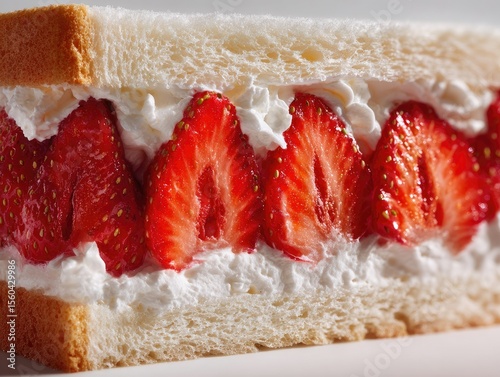 Closeup of a Japanese strawberry sandwich