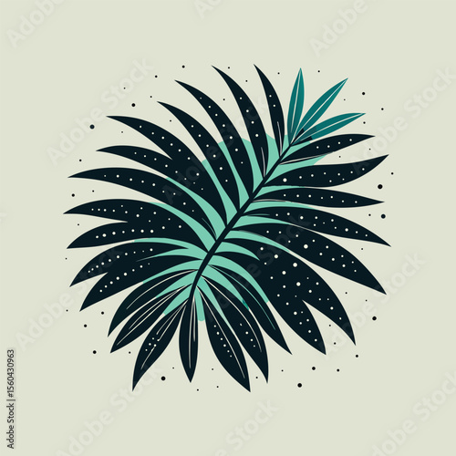 Elegant palm leaves vector illustration with intricate dotwork background tropical botanical design art