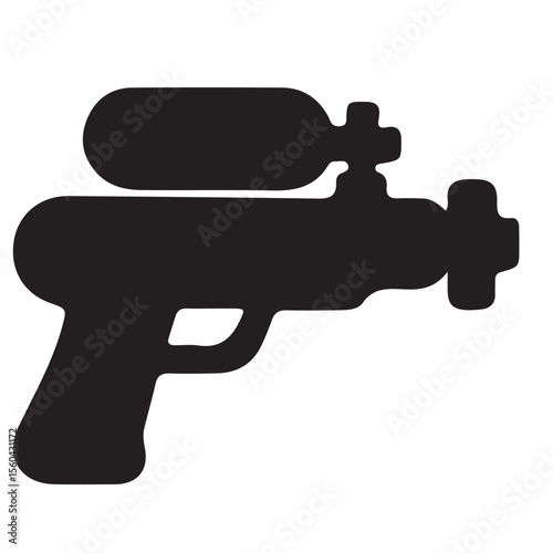 Black silhouette illustration of a hand holding a handgun, an isolated vector weapon symbol