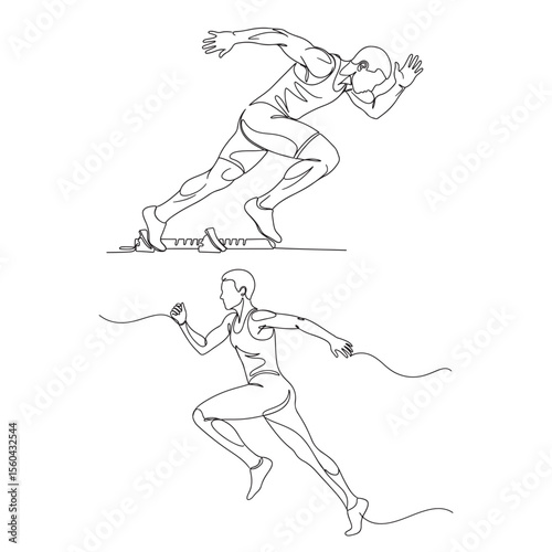 Runners sprinting start line athletic competition