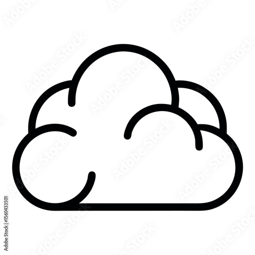 Black Outline of Rounded Cloud Icon for Weather or Cloud Computing Designs